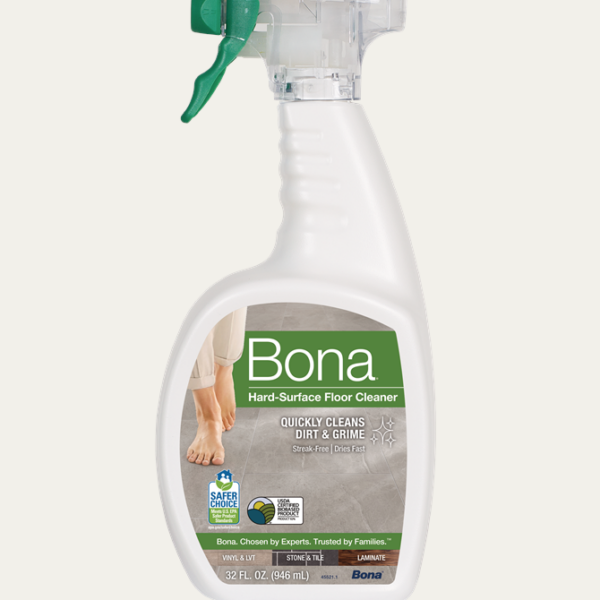 Front view of Bona Spray Hard Floor Cleaner bottle for stone, tile, and laminate floors.