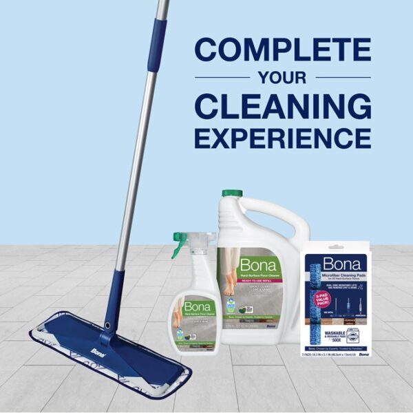 Bona spray mop system with floor cleaner, refill bottle and microfiber cleaning pad
