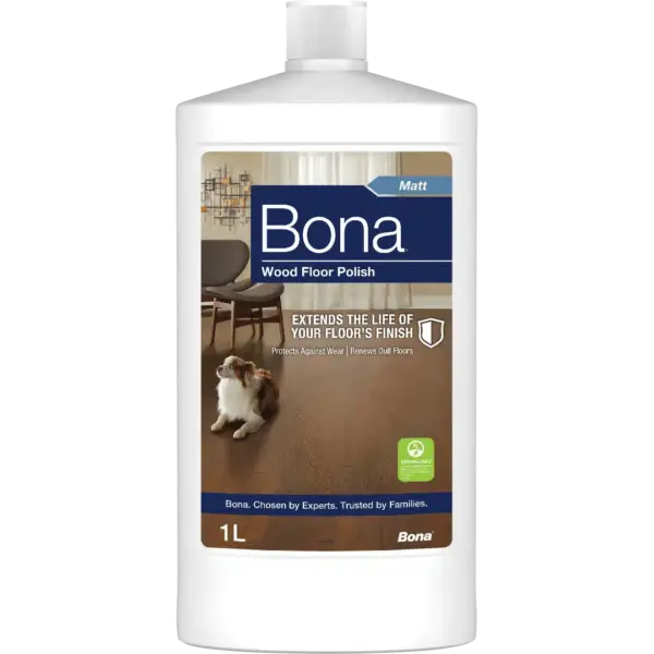 Bona Wood Floor Polish Matt 1 litre bottle, front of label